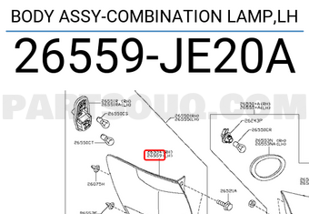 Nissan 26559JE20A BODY ASSY-COMBINATION LAMP,LH