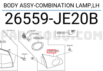 Nissan 26559JE20B BODY ASSY-COMBINATION LAMP,LH