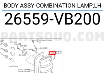 Nissan 26559VB200 BODY ASSY-COMBINATION LAMP,LH