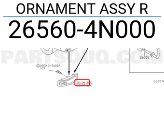 Nissan 265604N000 ORNAMENT ASSY R