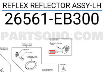 Nissan 26561EB300 REFLEX REFLECTOR ASSY-LH
