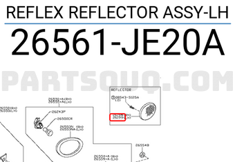 Nissan 26561JE20A REFLEX REFLECTOR ASSY-LH
