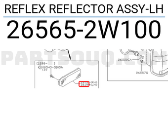 Nissan 265652W100 REFLEX REFLECTOR ASSY-LH