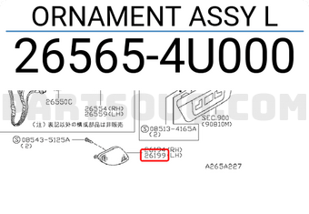 Nissan 265654U000 ORNAMENT ASSY L