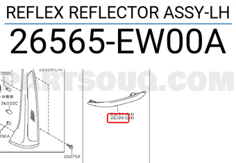Nissan 26565EW00A REFLEX REFLECTOR ASSY-LH