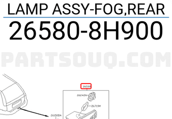 Nissan 265808H900 LAMP ASSY-FOG,REAR