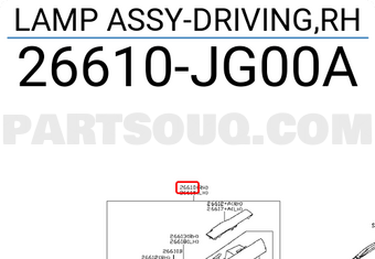 Nissan 26610JG00A LAMP ASSY-DRIVING,RH