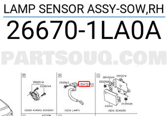 Nissan 266701LA0A LAMP SENSOR ASSY-SOW,RH