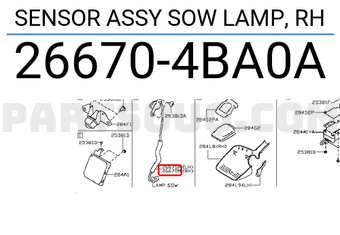 Nissan 266704BA0A SENSOR ASSY SOW LAMP, RH