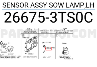 Nissan 266753TS0C SENSOR ASSY SOW LAMP,LH
