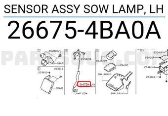 Nissan 266754BA0A SENSOR ASSY SOW LAMP, LH