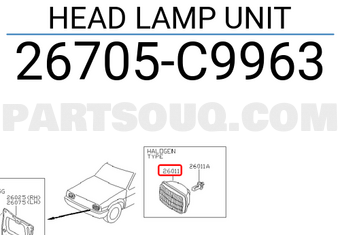 Nissan 26705C9963 HEAD LAMP UNIT