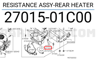 Nissan 2701501C00 RESISTANCE ASSY-REAR HEATER