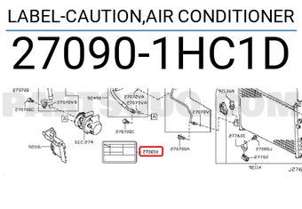 Nissan 270901HC1D LABEL-CAUTION,AIR CONDITIONER