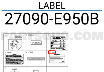 Nissan 27090E950B LABEL