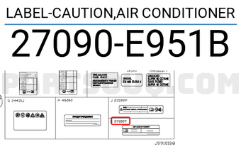 Nissan 27090E951B LABEL-CAUTION,AIR CONDITIONER