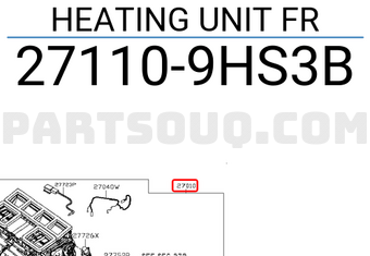Nissan 271109HS3B HEATING UNIT FR