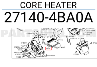 Nissan 271404BA0A CORE HEATER