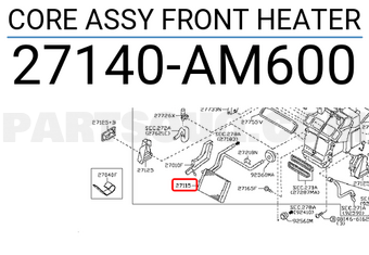 Nissan 27140AM600 CORE ASSY FRONT HEATER