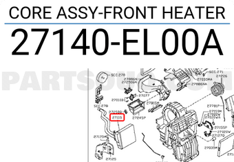 Nissan 27140EL00A CORE ASSY-FRONT HEATER