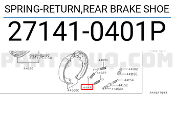 Nissan 271410401P SPRING-RETURN,REAR BRAKE SHOE