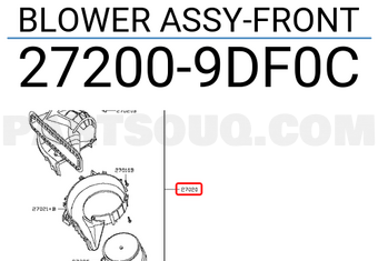 Nissan 272009DF0C BLOWER ASSY-FRONT