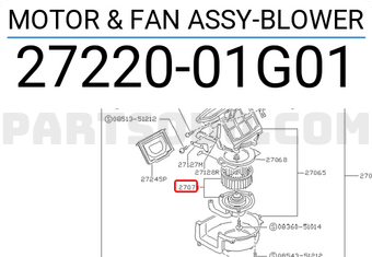 Nissan 2722001G01 MOTOR & FAN ASSY-BLOWER