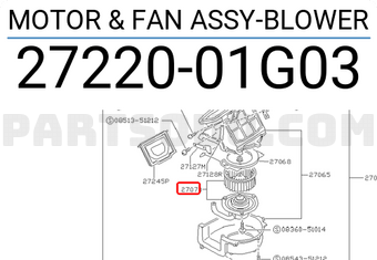 Nissan 2722001G03 MOTOR & FAN ASSY-BLOWER