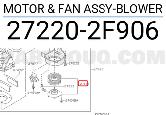 Nissan 272202F906 MOTOR & FAN ASSY-BLOWER