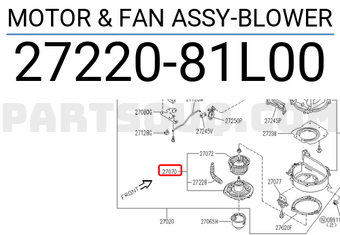 Nissan 2722081L00 MOTOR & FAN ASSY-BLOWER
