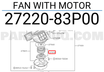 Nissan 2722083P00 FAN WITH MOTOR