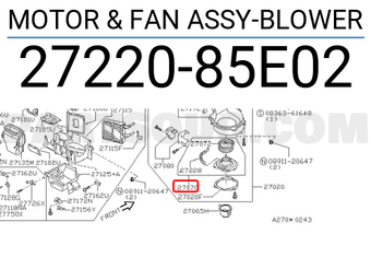 Nissan 2722085E02 MOTOR & FAN ASSY-BLOWER