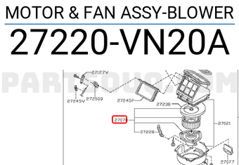 Nissan 27220VN20A MOTOR & FAN ASSY-BLOWER