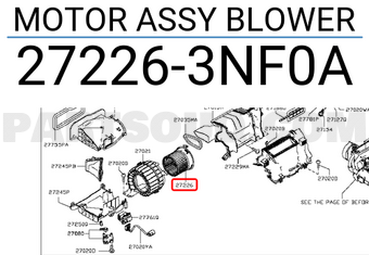Nissan 272263NF0A MOTOR ASSY BLOWER