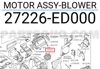 Nissan 27226ED000 MOTOR ASSY-BLOWER