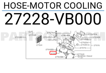 Nissan 27228VB000 HOSE-MOTOR COOLING