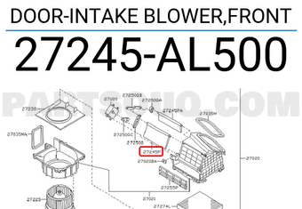 Nissan 27245AL500 DOOR-INTAKE BLOWER,FRONT