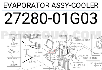 Nissan 2728001G03 EVAPORATOR ASSY-COOLER