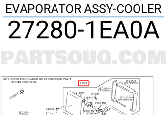 Nissan 272801EA0A EVAPORATOR ASSY-COOLER