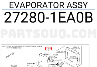 Nissan 272801EA0B EVAPORATOR ASSY