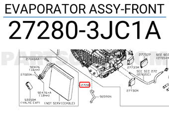 Nissan 272803JC1A EVAPORATOR ASSY-FRONT