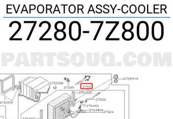Nissan 272807Z800 EVAPORATOR ASSY-COOLER