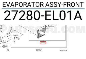 Nissan 27280EL01A EVAPORATOR ASSY-FRONT