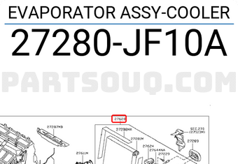 Nissan 27280JF10A EVAPORATOR ASSY-COOLER