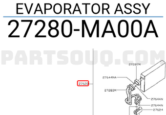 Nissan 27280MA00A EVAPORATOR ASSY