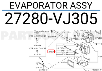 Nissan 27280VJ305 EVAPORATOR ASSY