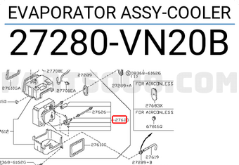 Nissan 27280VN20B EVAPORATOR ASSY-COOLER