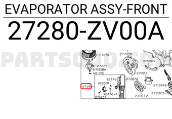 Nissan 27280ZV00A EVAPORATOR ASSY-FRONT