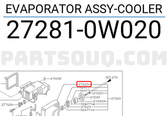 Nissan 272810W020 EVAPORATOR ASSY-COOLER