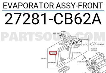 Nissan 27281CB62A EVAPORATOR ASSY-FRONT